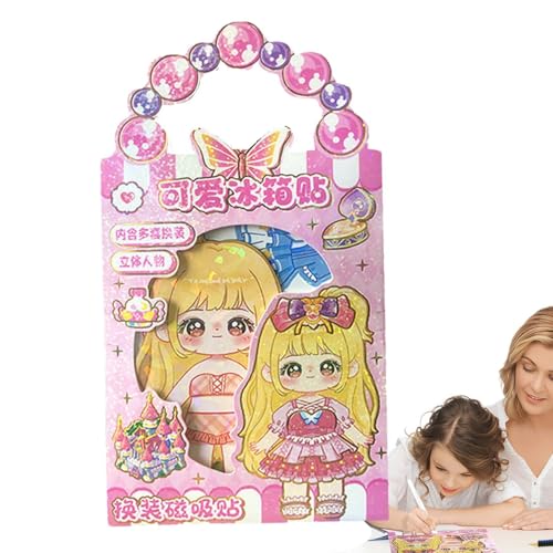 Mädchen-Stickerbuch-Set, Prinzessinnen-Anziehaufkleber - Prinzessin wiederverwendbare Anziehaufkleber, Mode-Aktivitätsbuch - Wasserfester Stickerblock zum Thema „Mehrere Outfits“-Stickerbuch für Klein von Generisch