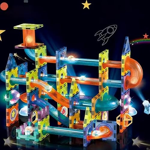 MagBuild Magnetische Kugelbahn, 82 Teile, Große Bausteine, Konstruktionsspielzeug von Generisch