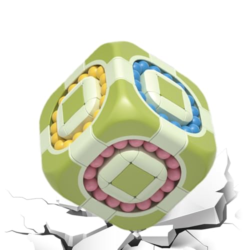 Magic Bean Cube - rotierende Zappel -Puzzle -Würfel für Kinder | 2-in-1-Bildungsspielzeug für Stressabbau, Hand-Auge-Koordination, sensorisches Spiel für Kinder, Mädchen, ideal für Reisen oder von Generisch