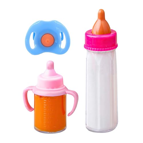 Magische Puppenflaschen - Verschwinden von Milch und Saftflaschen | Verschwindende magische Flaschen, Puppenflaschenset, 3PCS Safe Magic Doll Fütterungsmilchflaschen, Puppenfütterung Spielzeugset mit von Generisch