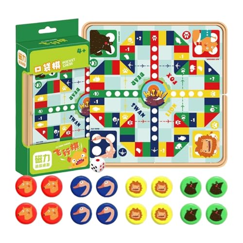 Magnetes Spielschach, tragbare Schach -Set -Tasche | Tragbares kleines Board Flying Chess Toy Set Faltbare Magnete | Fun Pocket Family Games für Heimreisen von Generisch