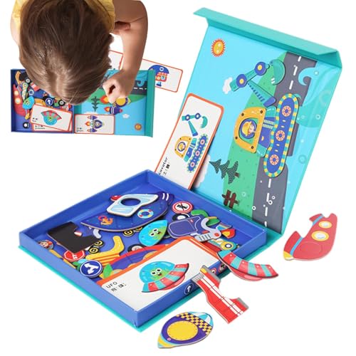 Magnetes Spielzeug, Magnetpuzzle -Buch - Hölzerne sensorische Reise -Puzzlernaufkleber Magnetisch - Pädagogisches Lernspiel Matching Puzzle Board für, Mädchen von Generisch