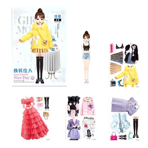 Magnetic Dress Up Doll, Magnetic Princess Dress Up Paper Doll - Princess Dress Up Sticker Book Magnetic Princess Dress Up Paper Doll Book | Doll Dress Up Sticker Set, Princess Magnetic Pretend Doll von Generisch