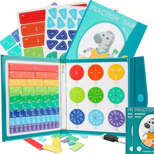 Magnetic Fraction Demonstration Book, Magnetic Fraction Tiles, Math Puzzle Learning Building Block Set, Score Disk Demonstrator (2 Set) von Generisch