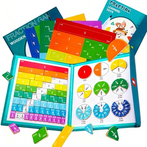 Magnetic Fraction Demonstration Book for Kids Learning, Magnetic Fraction Tiles & Fraction Circles with Percentages, Math Puzzle Learning Building Block Set (2 Pcs,Rabbit) von Generisch