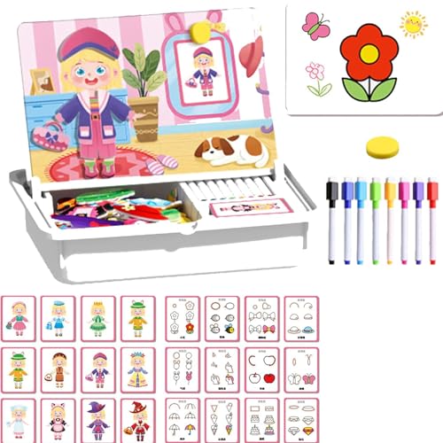 Magnetic Puzzles Face Dress Up Travel Game Double Side Preschool Educational Learning Toy for Kids, Magnetic Educational Game, Dress-Up Puzzle Toy, Enhances Creativity and Learning (D) von Generisch