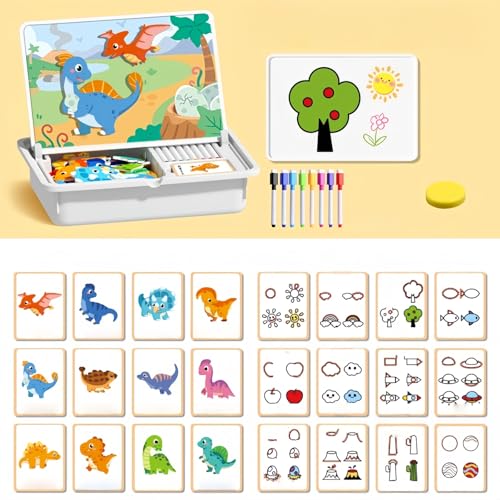 Magnetic Puzzles Face Dress Up Travel Game Double Side Preschool Educational Learning Toy for Kids, Multifunctional Magnetic Face Puzzle, Jigsaw Puzzle Board. (Dinosaur World) von Generisch