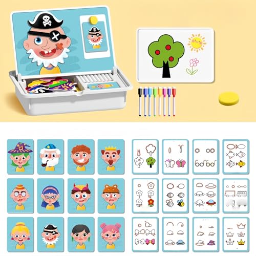 Magnetic Puzzles Face Dress Up Travel Game Double Side Preschool Educational Learning Toy for Kids, Multifunctional Magnetic Face Puzzle, Jigsaw Puzzle Board. (Facial Expressions) von Generisch