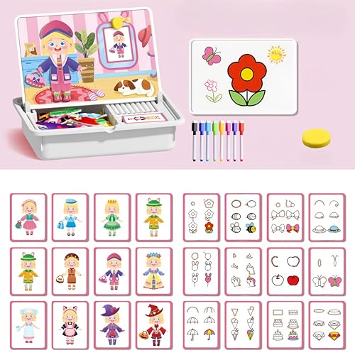 Magnetic Puzzles Face Dress Up Travel Game Double Side Preschool Educational Learning Toy for Kids, Multifunctional Magnetic Face Puzzle, Jigsaw Puzzle Board. (Princess Dressup) von Generisch