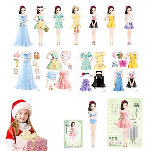 Magnetische Anziehpuppe Mit Outfits, Tragbare Magnetische Prinzessinnen Dress Up Spielset Für Mädchen, Magnetische Prinzessinnen-Ankleidepuppe Aus Papier, Magnetspiel Anziehfiguren Mädchen von Generisch