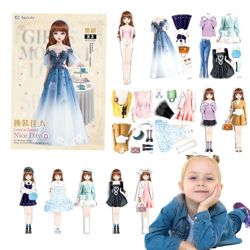 Magnetische Anziehpuppen, magnetisches , sicheres und harmloses Prinzessinnen-Puppen-Set, tragbare Papierpuppe zum Anziehen als Prinzessin, leicht zu greifen, für Mädchen von 4-7 bis Magnetische Anziehpuppen, magnetisches , sicheres und harmloses Prinzessinnen-Puppen-Set, tragbare Papierpuppe zum Anziehen als Prinzessin, leicht zu greifen, für Mädchen von 4-7 bis von Generisch