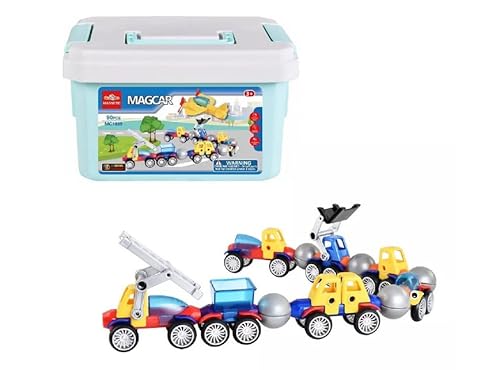 Magnetische Bausteine, 90-teiliges Fahrzeug-Konstruktionsset mit Aufbewahrungsbox Magnetische Bausteine, 90-teiliges Fahrzeug-Konstruktionsset mit Aufbewahrungsbox von Generisch