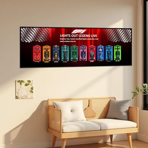 Magnetische Display-Wandhalterung für Lego F1 Speed Champions – kompatibel mit 10 magnetischen Rennwagen, Lego-Auto-Fans (nur Wandboard). (Kein Licht C) von Generisch