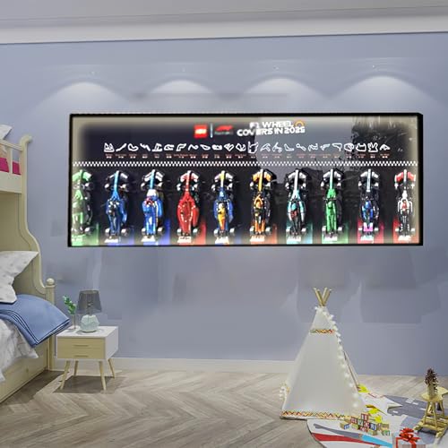 Magnetische Display-Wandhalterung für Lego F1 Speed Champions – kompatibel mit 10 magnetischen Rennwagen, Lego-Auto-Fans (nur Wandboard). (LED-Licht A) von Generisch