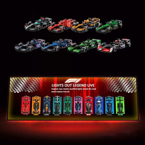 Magnetische Display-Wandhalterung für Lego F1 Speed Champions – kompatibel mit 10 magnetischen Rennwagen, Lego-Auto-Fans (nur Wandboard). (LED-Licht C) von Generisch