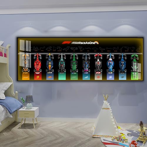 Magnetische Display-Wandhalterung für Lego F1 Speed Champions – kompatibel mit 10 magnetischen Rennwagen, Lego-Auto-Fans (nur Wandboard). (LED Light A) von Generisch