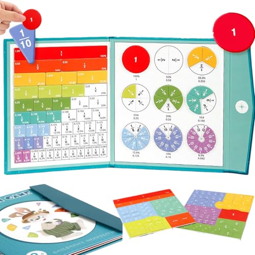 Magnetische Fraktion Demonstration Buch, Magnetische Bruchfliesen 102 Stück, pädagogisches Highiy Magnetic Fraktion Pädagogisches Puzzle, für Hände und Gehirn (1 Set) von Generisch