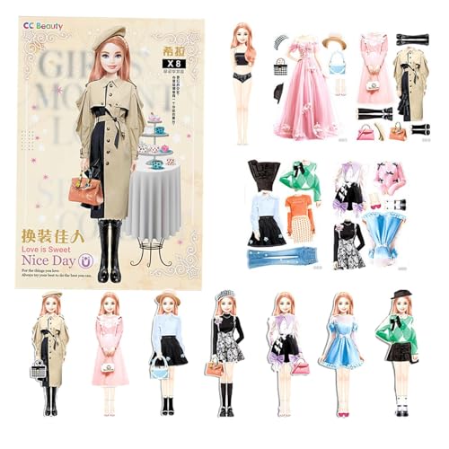 Magnetische Kleiderpuppen - Mädchen Magnetisches Spielzeug, so tun und Spielenpapierpuppe Set | Interaktiver Prinzessin Dress-up-Kit, einfache Grip Magnetic Outfits für Kinder Mädchen 4-7 Jahre alt von Generisch