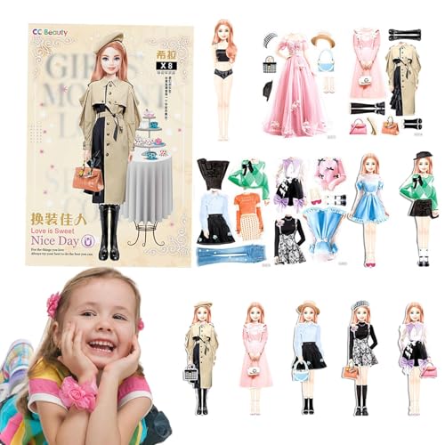Magnetische Kleiderspiele - Papier harmlose Prinzessin Dress Up Doll Set | Leichtes Gewichtskleidpapier Puppe | Unterhaltsame Kleidung passt zum Spiel für Kinder, die Aktivitäten Spielen von Generisch