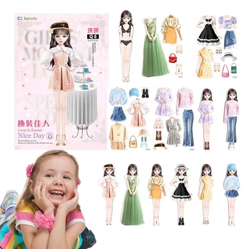 Magnetische Kleiderspiele - Papier harmlose Prinzessin Dress Up Doll Set | Leichtes Gewichtskleidpapier Puppe | Unterhaltsame Kleidung passt zum Spiel für Kinder, die Aktivitäten Spielen von Generisch