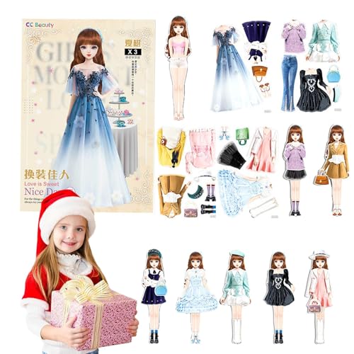 Magnetische Kleiderspiele - Papier harmlose Prinzessin Dress Up Doll Set | Leichtes Gewichtskleidpapier Puppe | Unterhaltsame Kleidung passt zum Spiel für Kinder, die Aktivitäten Spielen von Generisch