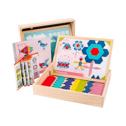 Magnetische Musterblöcke und Brett aus Holz, Holzmusterblöcke, fantasievolle magnetische Formen, Spiele für Kinder von Generisch