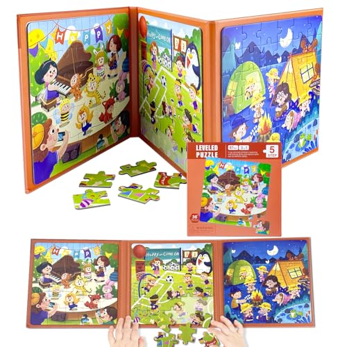 Magnetische Puzzle,Kinderpuzzle,Magnet Puzzle,Rahmenpuzzle,1 Stück 3-In-1 Magnetpuzzle für Kinder 3 4 5 Jahre Reisespiele Kinder Lernspielzeug für Kinde Lernmagnet Geschenk für den Roadtrip Flugzeug. von qimeyu