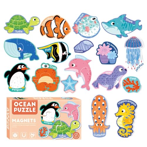 Magnetische Puzzles - Meerestiere Puzzle, Cartoon-Matching-Spiel | Kühlschrank-Magnet-Dekoration, Magnet-Puzzle, 30 Spielzeug für Reisen auf der Straße, Spiel von Generisch