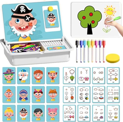 Magnetische Rätsel Gesicht Dress Up Travel Game Doppelte Vorschullernspielzeug für Kinder, magnetisches Gesichtsspielzeug, magnetisches Kleid, leicht zu lagerung,A Pcs Magnetische Rätsel Gesicht Dress Up Travel Game Doppelte Vorschullernspielzeug für Kinder, magnetisches Gesichtsspielzeug, magnetisches Kleid, leicht zu lagerung,A Pcs von Generisch