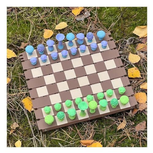 Magnetische Waldpilze Schach, 2025 Neues Holz Schach Botanik Board Set, Naturthema Kreatives und Tragbares Rollbares Set, Pilzstücke für Erwachsene Camping in freier Wildbahn (A) von Generisch