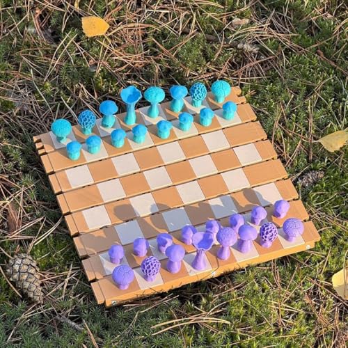 Magnetische Waldpilze Schach, Pilzschachset, Holzschachbrettset, naturmotisches und tragbares rollbares Set, Pilzstücke für Erwachsene Camping in freier Wildbahn,C Magnetische Waldpilze Schach, Pilzschachset, Holzschachbrettset, naturmotisches und tragbares rollbares Set, Pilzstücke für Erwachsene Camping in freier Wildbahn,C von Generisch