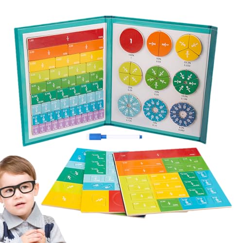 Magnetisches Bruchteile Puzzle | Lernbuch Mit Magnetischen Fräktions Puzzle,Frühkindliches Lernspielzeug Für Grundschulkinder Mathematik Lernen von Generisch