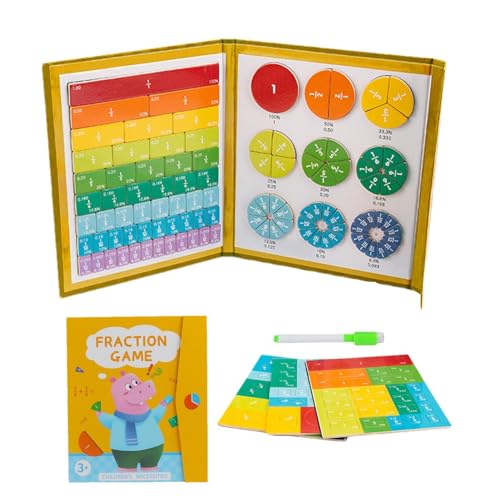 Magnetisches Buch Bruchteil Puzzle Für Kinder, Mathematik Ressourcen Fraktiongame Lern Puzzle Magnetische Bruchfliesen Und Bruchkreise Für Kinder von Generisch