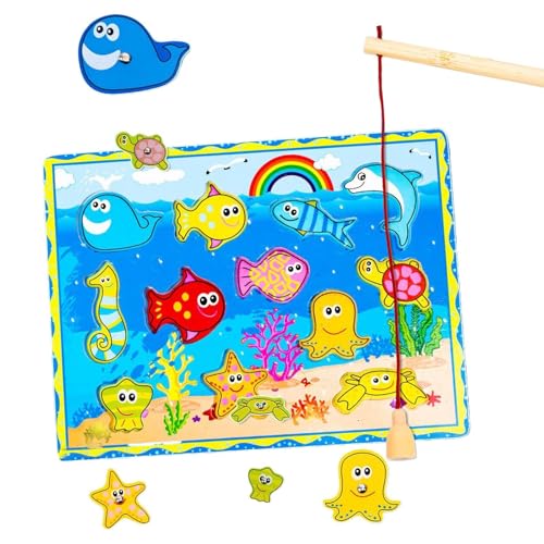 Magnetisches Fischereispiel - Kinderspielzeug, Fischspiel -Set | Kids Rod Reel Brettspiel, Outdoor -Indoor -Aktivität, Lustige Skill Challenge, Familienunterhaltung, Bildungshobby, Interaktiver Plasti von Generisch