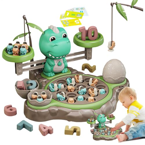 Magnetisches Fischereispielzeug, Kinderfischereispiel | Eltern-Kind interaktive Spiele mit Skalen- und Mathematikkarten | Musik rotierender Fischbrett, Vorschullernaktivität von Generisch