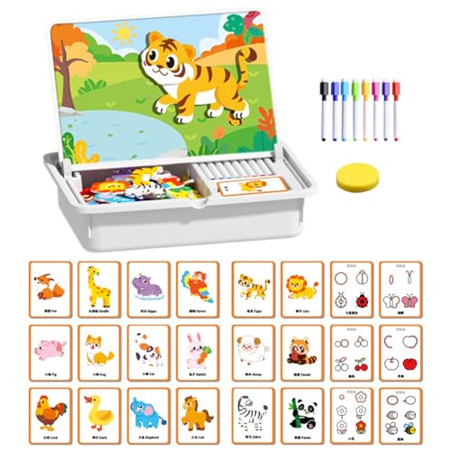 Magnetisches Gesichtspuzzle - Doppelseitiges Frühförderung Puzzle-Spiel,Mädchen Spiel Gesicht Anziehen Zuordnungsspiel,Für Reise Kindergarten Weihnachten Geschenk von Generisch