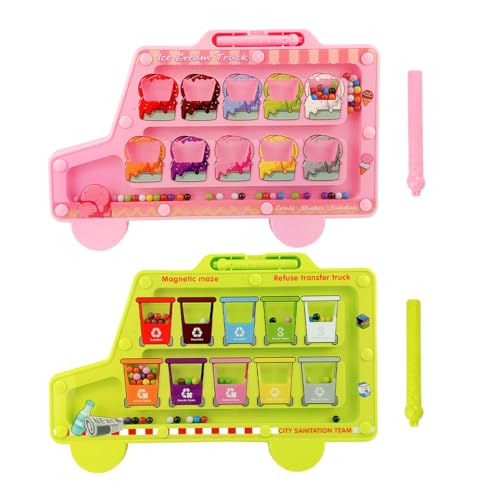 Magnetisches Labyrinthbrett | Zähl- und Farben Puzzle Spielbrett,Mathe-Lernspielzeug zur Feinmotorik Förderung mit Logikübungen für Kinder Mädchen 2-6 Jahre von Generisch