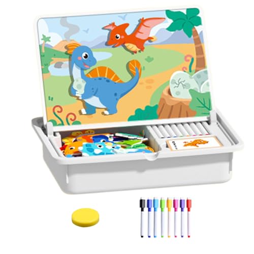 Magnetisches Puzzle, 12,61 Zoll doppelseitiges Bildungsspielzeug für Vorschullernspaß, farbenfrohe Magnetstücke mit Gesicht und Outfit -Matching, Reisespiel für Kindergarten -Kindergartenspiele von Generisch