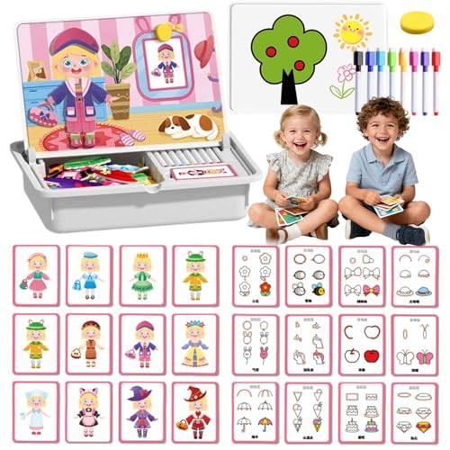 Magnetisches Puzzle zum Anziehen von Gesichtern, doppelseitiges Lernspielzeug für Kinder im Vorschulalter, über 1000 einzigartige Looks, fördert die Kreativität (B) von Generisch