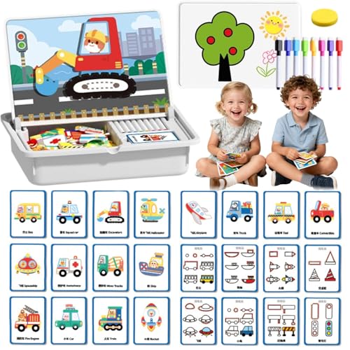 Magnetisches Puzzle zum Anziehen von Gesichtern, doppelseitiges Lernspielzeug für Kinder im Vorschulalter, über 1000 einzigartige Looks, fördert die Kreativität (E) von Generisch