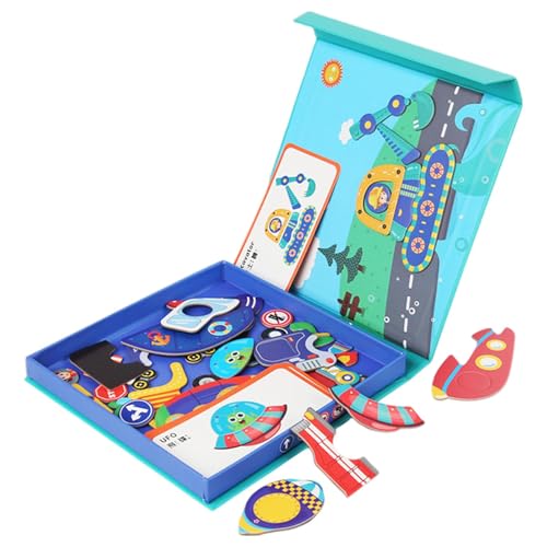 Magnetisches Puzzlebuch, Magnetpuzzlespielzeug, Hölzerne magnetische Aufkleber Reisen sensorische Puzzle, Pädagogisches Lernspiel Matching Puzzle Board für Vorschulklassenzimmer von Generisch