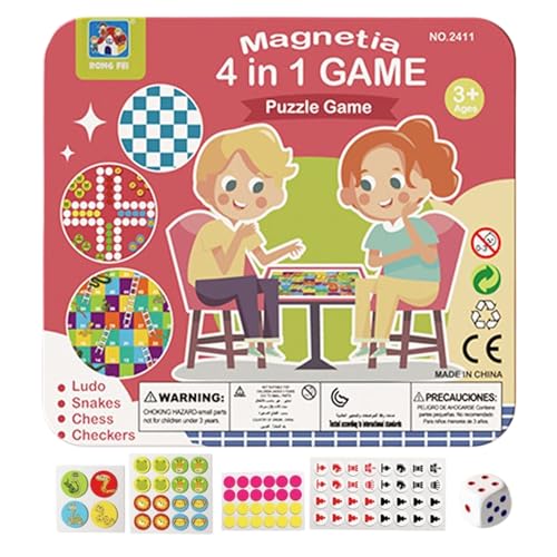 Magnetisches Schachspiel,Tragbares 4-in-1 Reiseflugschach | Lernspielzeug Für Tischhobby Familienzeit Geburtstag Weihnachten Ostern Magnetisches Schachspiel,Tragbares 4-in-1 Reiseflugschach | Lernspielzeug Für Tischhobby Familienzeit Geburtstag Weihnachten Ostern von Generisch