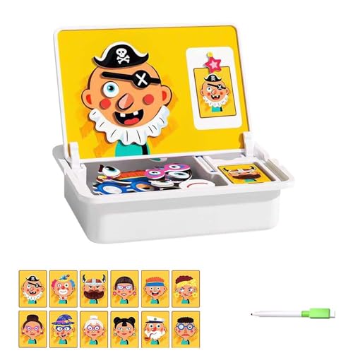 Magnetpuzzle für Kinder, 2025 Neu 3 In 1 Magnetisches Lernspiel, Montessori Spielzeug ab 3 Jahre Pinsel Karte Tafel Pädagogisches Reisespielzeug Fördert Motorik Fantasie Reisespiel für Unterwegs (A) von Generisch