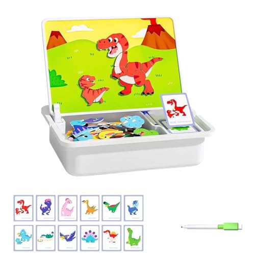 Magnetpuzzle für Kinder, 2025 Neu 3 In 1 Magnetisches Lernspiel, Montessori Spielzeug ab 3 Jahre Pinsel Karte Tafel Pädagogisches Reisespielzeug Fördert Motorik Fantasie Reisespiel für Unterwegs (F) von Generisch