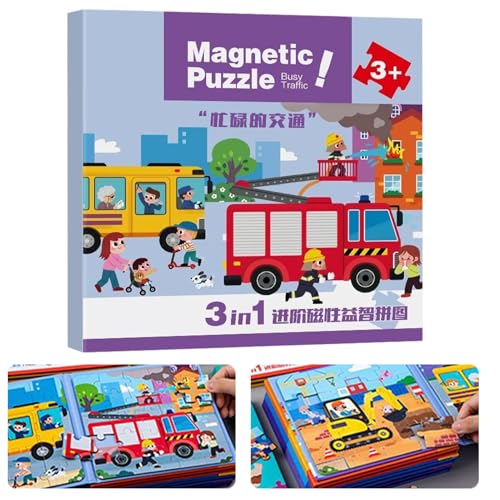 Magnetspielzeug, Kleinkindspielzeug Puzzle-Buch mit Lernaktivitäten, Magnetspiele Für Und Mädchen Kinder Von 2-6 Jahren Für Lernen Bildung Entwicklung Vorschule Kindergarten, Auto Flugzeug Reise Gebur von Generisch