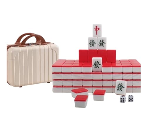Mah Jong Set Mahjong Spielset Mah Jong Mahjong 144 Spielsteine Handspiel Party Versammlung Mahjong mit Box Chinesischer Mahjong (Rosso) von Generisch