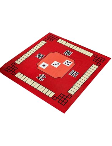 Mahjong-Matte for Tisch, rutschfeste Tischdecke mit Geräuschreduzierung for Brettspiele, Tischmatte, Kartenspiele, Legespiele(Red,Square 100cm) von Generisch