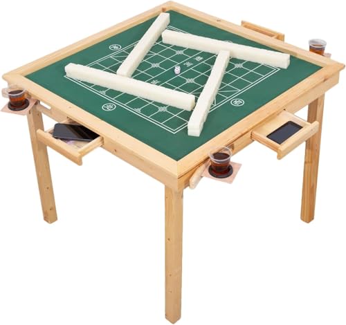 Mahjong Pokerspieltisch, klappbarer Tisch für 4 Spieler mit versteckten Schubladen, ideal für Domino und Blackjack, 35-Zoll-Design von Generisch