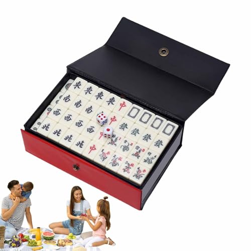 Mahjong Set | 144 Mah Jong Fliesen Set für Partyspiele | Einfach traditionelles Easy Carry Toys Set für das chinesische Spielspiel, Mahjong Game Mahjong Set | 144 Mah Jong Fliesen Set für Partyspiele | Einfach traditionelles Easy Carry Toys Set für das chinesische Spielspiel, Mahjong Game von Generisch