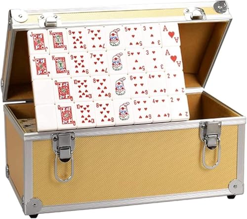 Mahjong Set Tragbare Metallfliesen mit Anti-Kollisions-Verpackung, verschleißfestes Design, geeignet für alle Altersgruppen für Heim- und Reisespiele von Generisch